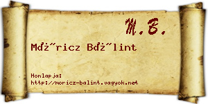 Móricz Bálint névjegykártya